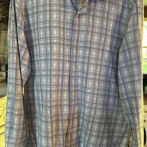 Byron British Style Cotton LS button up dress shirt plaid size‎ L